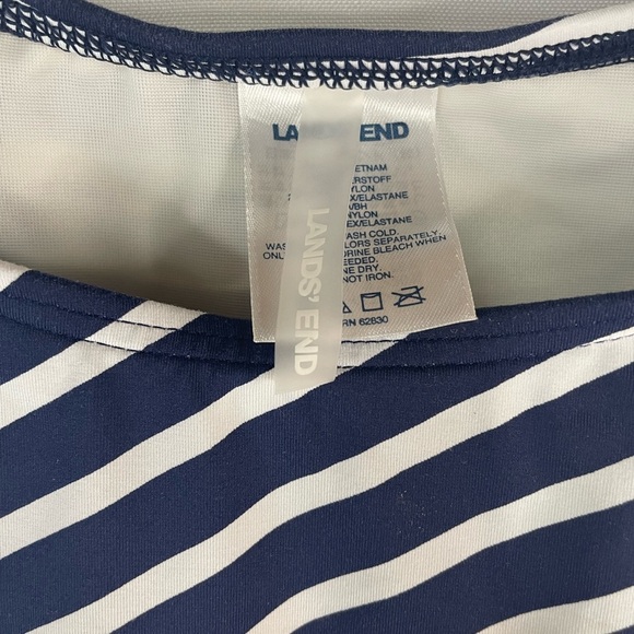 Lands End navy and white stripes modest swim top. This has built in padding. - Picture 2 of 4